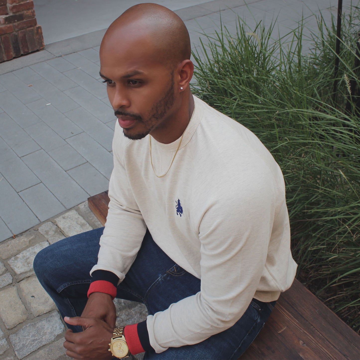 DonDeMarco Lion Crest Crew Neck Sweater